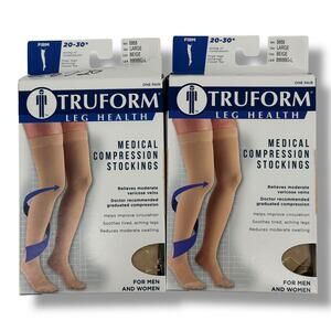Truform Thigh High Compression Stockings 20-30 mmHg Firm Support Beige 8868 Sz L